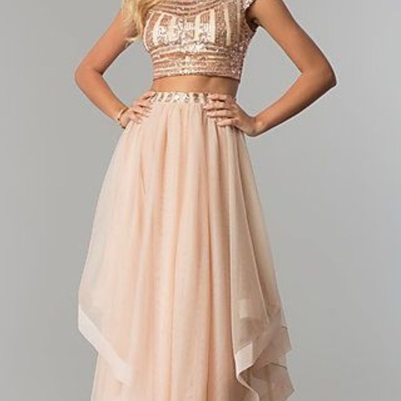 PromGirl Dresses & Skirts - Two-piece sequin top formal dress w/ tiered skirt